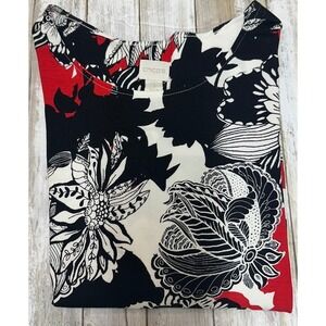 Chico's Linework Floral‎ Sabra Shirtail Chinese red women's shirt size 1(U.S. 8)
